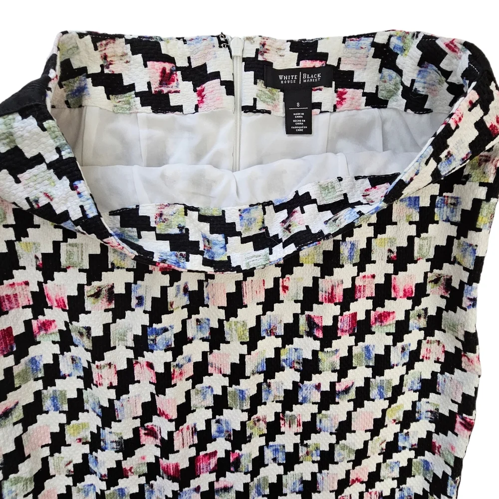 White House Black Market Houndstooth Black/White  Multicolor Pencil Skirt